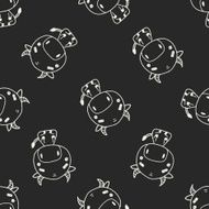Chinese Zodiac cow doodle drawing seamless pattern background N2