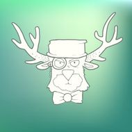 Vector Illustration Hand-drawn cute head of hipster deer with