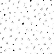Hand drawn seamless doodle pattern of stars and lightnings N2