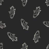 fish dinosaur doodle seamless pattern background N6