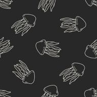 Jellyfish doodle seamless pattern background N3