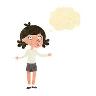 cartoon confused woman with thought bubble N93