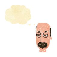 cartoon annoyed old man with thought bubble N75