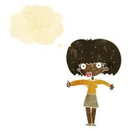 cartoon woman giving thumbs up symbol with thought bubble N74