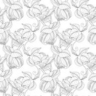 Vector Seamless Monochrome Apple Tree Pattern