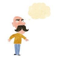 cartoon angry old man with thought bubble N155