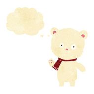 cartoon waving polar bear with thought bubble N48