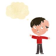 cartoon boy with growth on head thought bubble N41