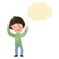 cartoon happy boy laughing with thought bubble N33