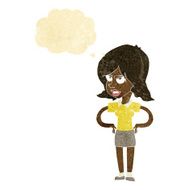 cartoon annoyed woman with hands on hips thought bubble N11