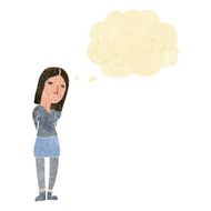 cartoon woman waiting with thought bubble N21