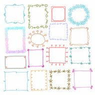 Vintage photo frames set doodle style N3