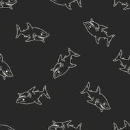 shark doodle seamless pattern background N6