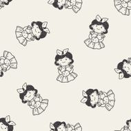 snow white doodle seamless pattern background N2