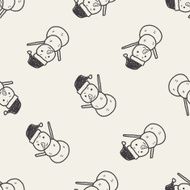 snowman doodle seamless pattern background N4
