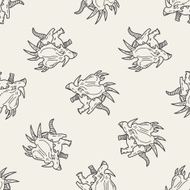 Triceratops dinosaur doodle seamless pattern background N2