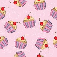 seamless vector pattern with cakes