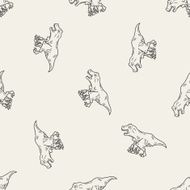 Tyrannosaurus dinosaur doodle seamless pattern background N2