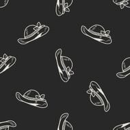 doodle Straw hat seamless pattern background N6