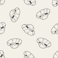 doodle Straw hat seamless pattern background N7