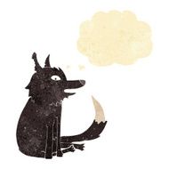 cartoon wolf sitting with thought bubble N7