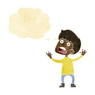 cartoon stressed boy with thought bubble N11
