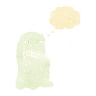 cartoon gross ghost with thought bubble N47