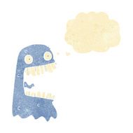 cartoon gross ghost with thought bubble N48