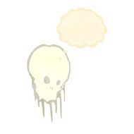 cartoon scary skull with thought bubble N26