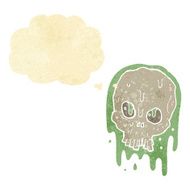 cartoon slimy skull with thought bubble N10