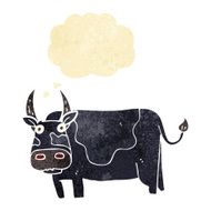 cartoon bull with thought bubble N29