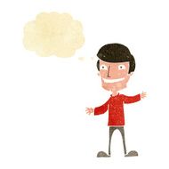cartoon grinning man with thought bubble N98