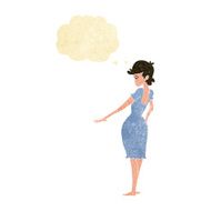 cartoon pretty woman looking at nails with thought bubble N10