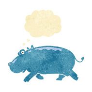cartoon hippopotamus with thought bubble N11