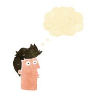 cartoon surprised man with thought bubble N150