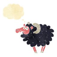 cartoon black sheep with thought bubble N4