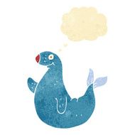 cartoon seal with thought bubble N23