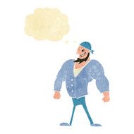 cartoon manly sailor man with thought bubble N10