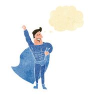 cartoon superhero with thought bubble N28