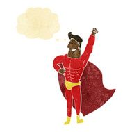 cartoon superhero with thought bubble N29