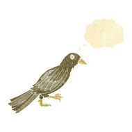 cartoon crow with thought bubble N17