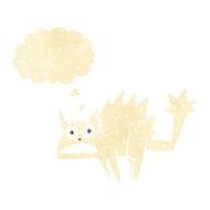 cartoon frightened cat with thought bubble N28