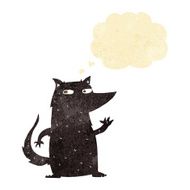 cartoon wolf waving with thought bubble N6