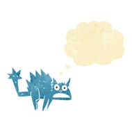 cartoon frightened cat with thought bubble N29