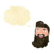 cartoon laughing bearded man with thought bubble N11
