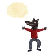 cartoon wolf man with thought bubble N61