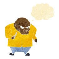 cartoon evil man with thought bubble N10