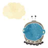 cartoon astronaut helmet with thought bubble N35
