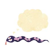 cartoon hissing snake with thought bubble N25