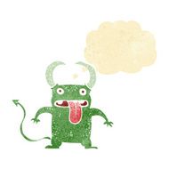 cartoon little devil with thought bubble N26
